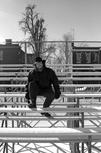 Me On Snowy Bleachers, b&w, January 1991