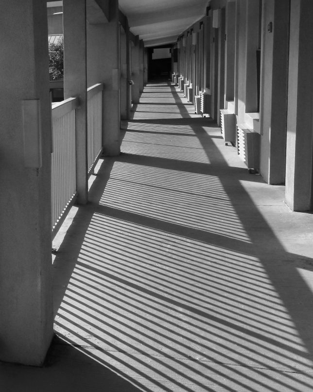 Shadows On Landing, b&w, Dallas July 2016 - Copy